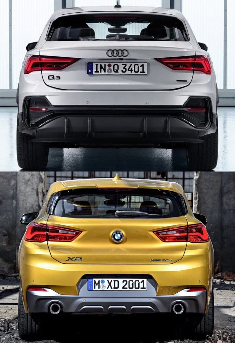 Comparativa visual Audi Q3 Sportback vs. BMW X2 2019