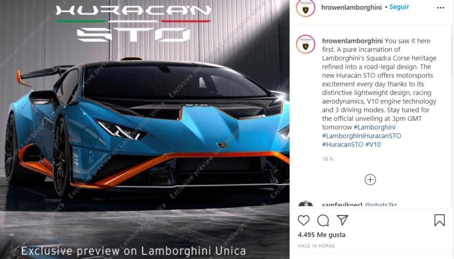 ¡Filtrado! Así es el Lamborghini Huracan STO que debutará esta tarde