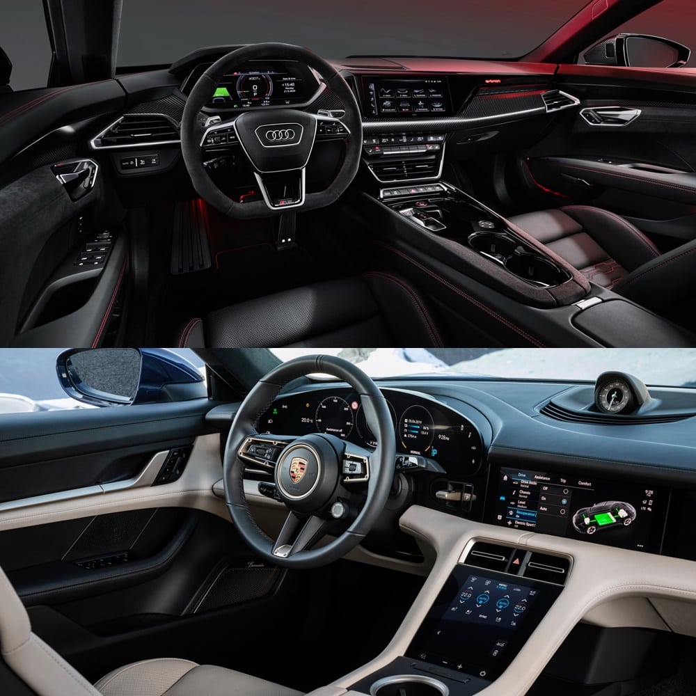 Visual comparison Audi e-tron GT and Porsche Taycan 2021