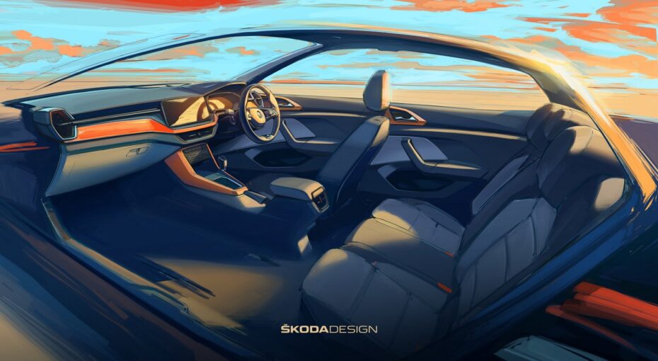 El Škoda KUSHAQ nos muestra su juvenil interior en bocetos oficiales