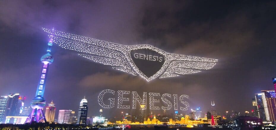 Espectacular presentación de Genesis en China: 3200 drones dibujan el logo de la marca