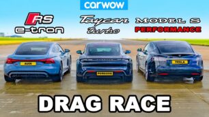 [Vídeo] Audi RS e-tron GT vs. Porsche Taycan vs. Tesla Model S Performance: te vas a sorprender...