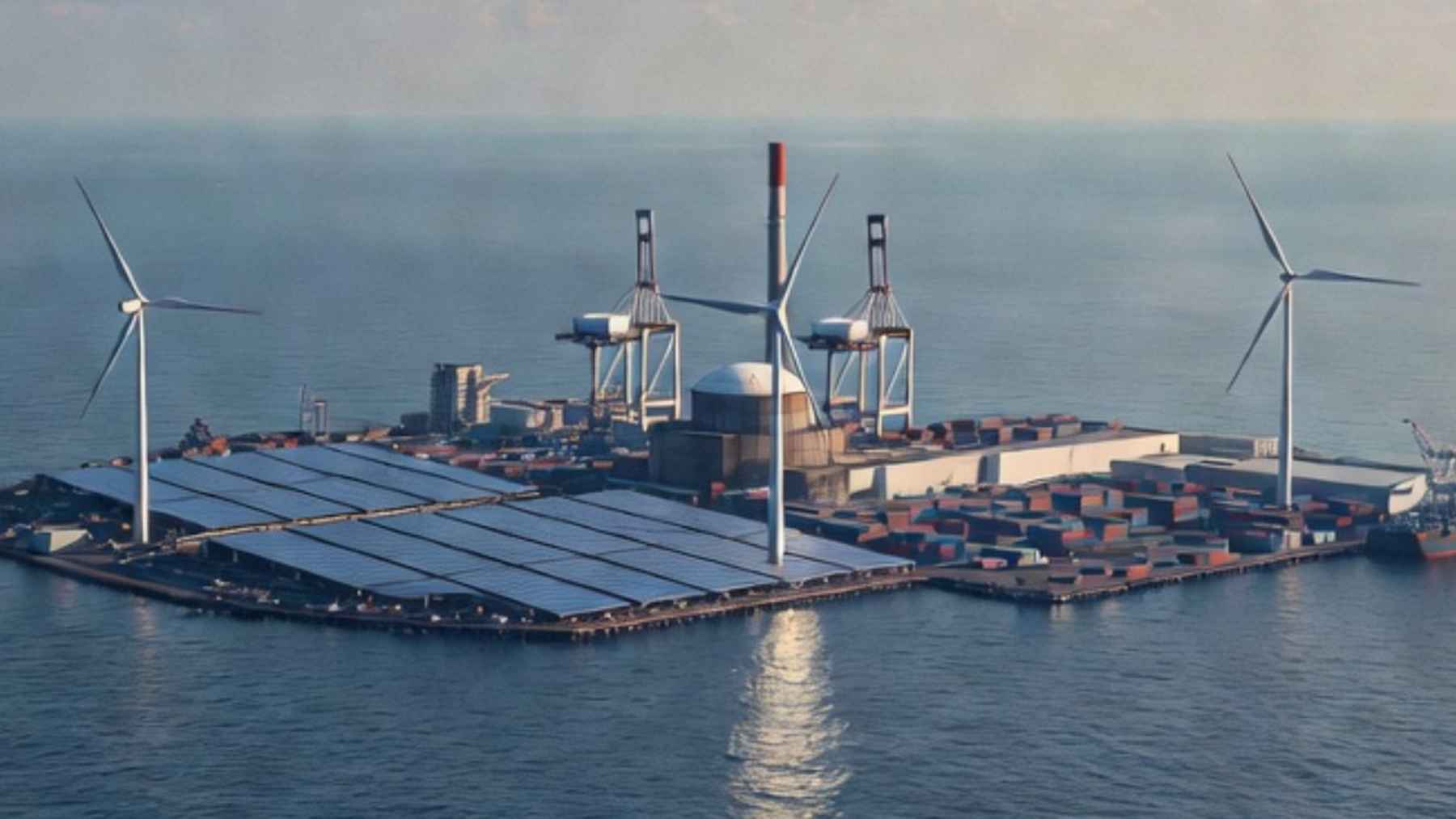 La isla nuclear flotante de China: un monstruo con reactores de sales fundidas, centenares de paneles solares y aerogeneradores que reabastecerá barcos con amoniaco en alta mar