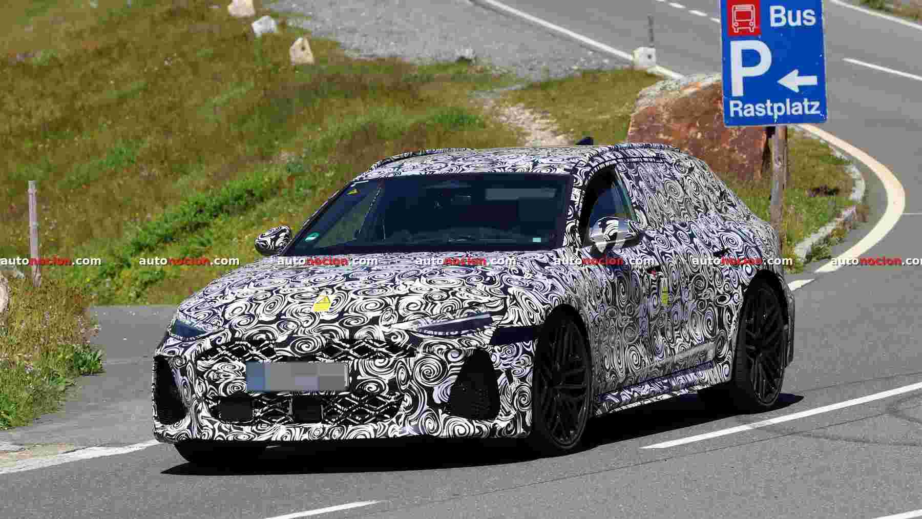Pillamos al Audi RS 6 Avant 2027 de pruebas en los Alpes: todo apunta a que montará un motor V6 híbrido enchufable con etiqueta Cero y más de 700 CV para «comerse» al BMW M5 Touring