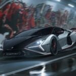 Lamborghini Revuelto SV Gris Frontal en marcha