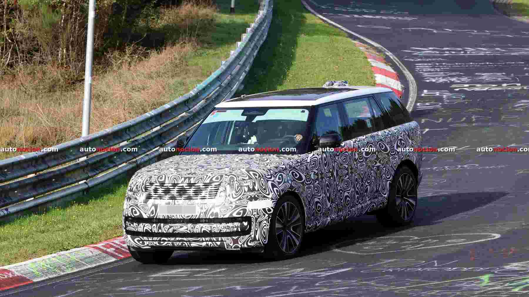 Pillamos al nuevo Range Rover rodando por Nürburgring con mucho menos camuflaje: el SUV de lujo seguirá dando guerra a los nuevos modelos chinos también con motor eléctrico