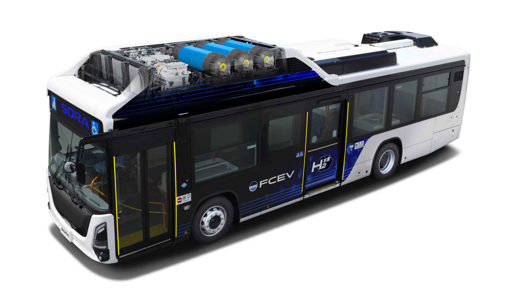 300 km de autonomía con 471 litros en el techo que se rellenan en 10 minutos: Toyota e Isuzu presentan su nuevo autobús de hidrógeno